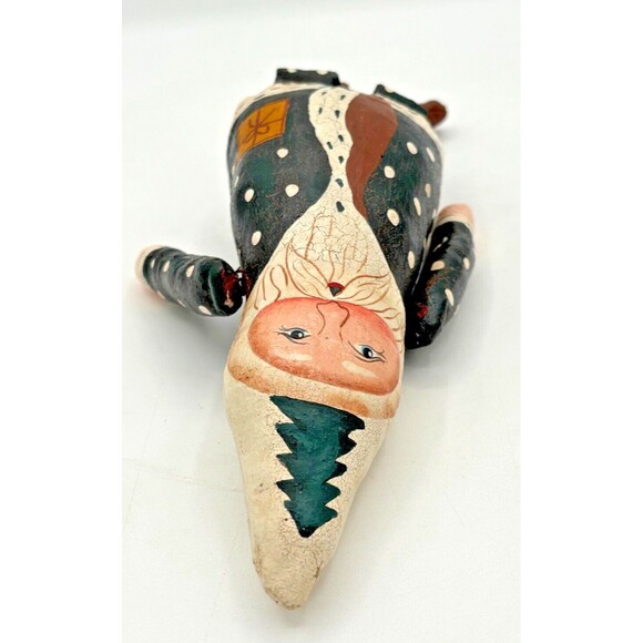 Santa Claus Folk Art Paper Maché Shelf Sitter Primitive Hand Painted Gnome - Picture 10 of 12